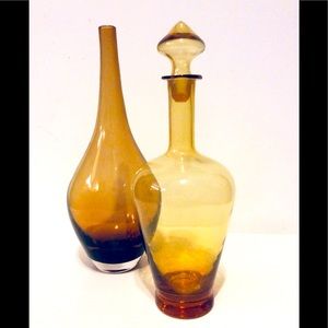 Vintage MCM Golden Glass Bottles 1960’s